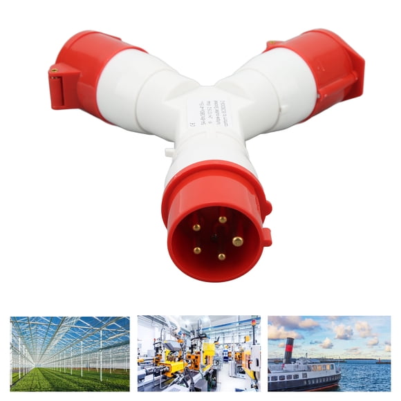 Enchufe Industrial De 3 , 3P N E Enchufe De Aviación Industrial Eficiente AC 380-415V 1 Entrada Y 2 Salidas IP44 A Prueba De Agua Para Planta De Energía Para Metalurgia Para