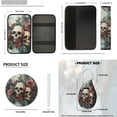 thumbnail image 7 of KUIFORTI Skulls Rose Car Seat Covers Set of 14 with Auto Center Console Armrest Pad Car Headrest Covers Steering Wheel Cover Seat Belt Pads Cars Cup Coasters for Most Cars, 7 of 7