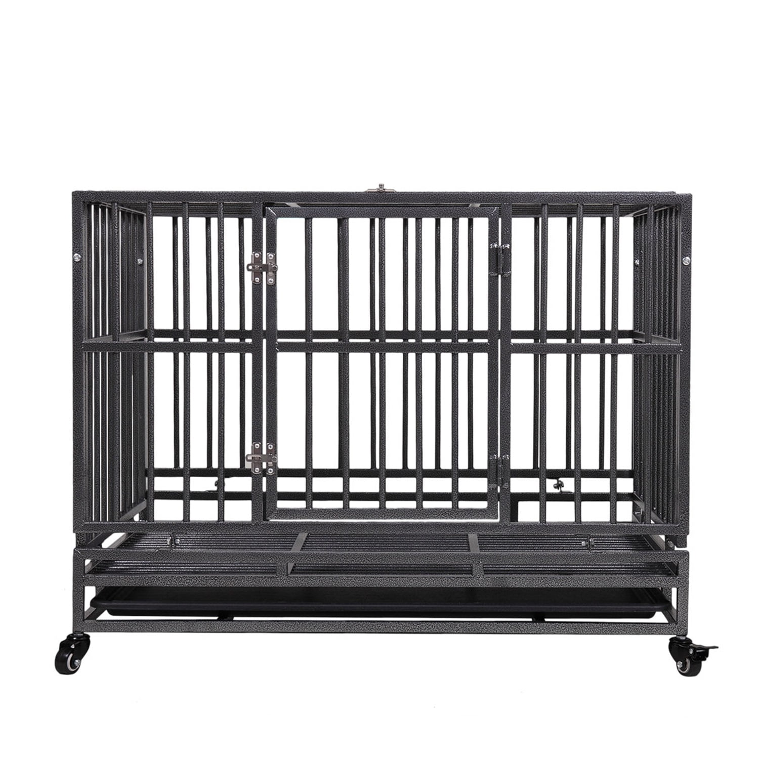 Pefilos 37" Large Dog House Indoor for Dogs, Heavy Duty Dog Crate, Escape Proof Dog Cage Kennel with Removable Tray and Wheels, Black, M Pefilos 37" Large Dog House Indoor for Dogs, Heavy Duty Dog Crate, Escape Proof Dog Cage Kennel with Removable Tray and Wheels, Black, M