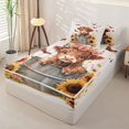 thumbnail image 2 of jejeloiu Highland Cow Sunflower Zipper Twin Comforter Sets with Fitted Sheet and 2 Pillowcases Kids,Floral Farm Print Zipper Bedding Set,Reversible,4 Pieces, 2 of 7