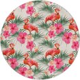 thumbnail image 2 of Addison Rugs Dream Shag Premium Machine Washable Transitional Leaves & Flamingos Pink Round Rug, 8' x 8', 2 of 8