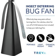 Treva Chemical Free Bug Fan Fly Deterrent with Holographic Blades to Clear Bugs, Mosquitoes, and Flies, Battery Powered Fly Fan - Black