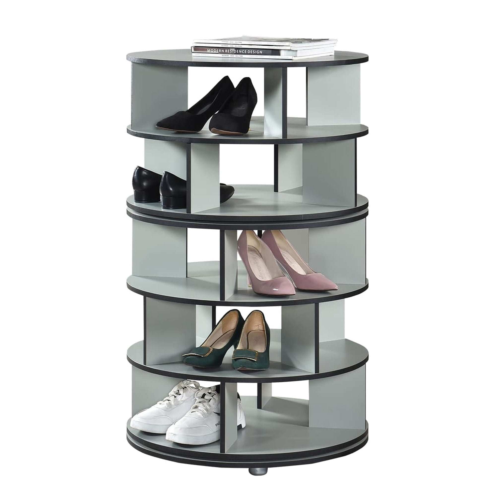 Kings Brand Furniture Revolving Shoe Rack, Spinning Shoe Rack Tower, 360° Revolving Shoe Storage Organizer for Closet Entryway Bedroom Hallway (Green, 5-Tier)