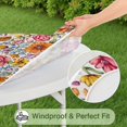 thumbnail image 5 of Pioneer Flower Floral Print Pattern Round Fitted Tablecloth with Elastic Edge,Dining Table Cover Waterproof,Outdoor Round Tablecloth for Camping,Dining,Indoor and Outdoor, 5 of 7