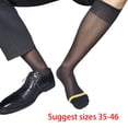 thumbnail image 3 of Mens Summer Thin Sheer Formal Dress Socks Casual Business High Socks Nylon Breathable Over Calf Striped Long Stockings, 3 of 20