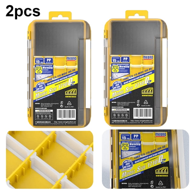 Señuelos Anzuelo Pesca 2 Capas Caja Cebo Impermeable para Aparejos () Amarillo