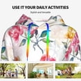 thumbnail image 4 of Lsque Colorful Flowers Pattern Casual Women's Hoodie,Hooded Sweatshirt with Kangaroo Pocket,Pullover Hoodie with Eye-catching Drawstrings-Medium, 4 of 7