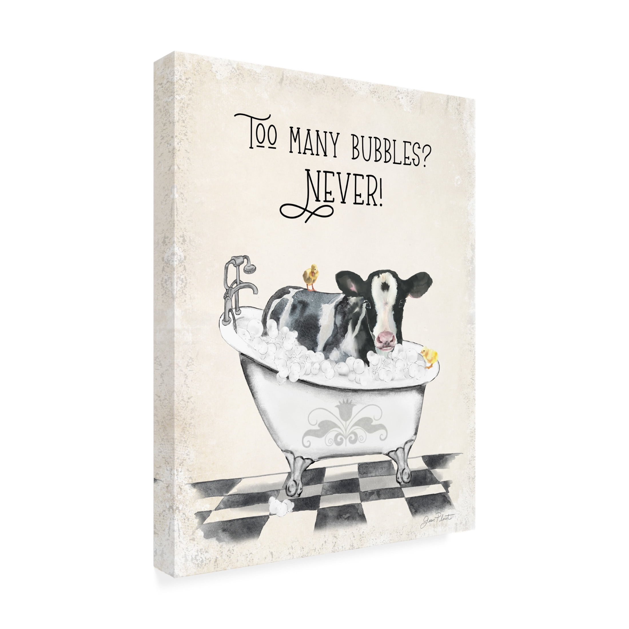 Canvas Wall Art - Jean Plout 'Farm Animals Bath A' Wall Art for Living Room, Bedroom, or Office Décor by Trademark Fine Art - 35 x 47 Inches