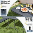 thumbnail image 6 of Costway 6 ft Portable Folding Table with Wood Grain HDPE Tabletop Safe Lock Mechanism Gray, 6 of 10