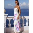 thumbnail image 2 of Women Y2k Strapless Maxi Dress Floral Print Tube Long Dress Boho Beach Sundress Going Out Streetwear Milky XL, 2 of 6