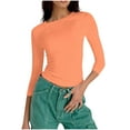 thumbnail image 5 of Antinious Ladies Crewneck Short Sleeve Solid Elastic Cropped 3/4 Sleeve Casual Summer Tops, 5 of 5