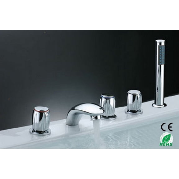 Juno Triple Handle Chrome Finished Romen Tub Faucet with Handheld Shower