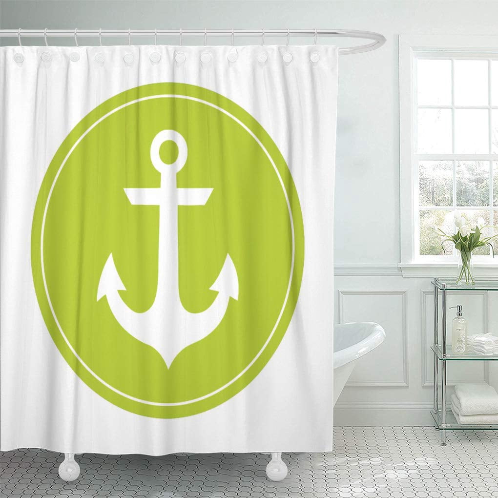 Yusdecor Name Lime Green Anchor And Monogram Modern Nautical Summer Bathroom Decor Bath Shower Curtain 66x72 Inch Walmart Canada