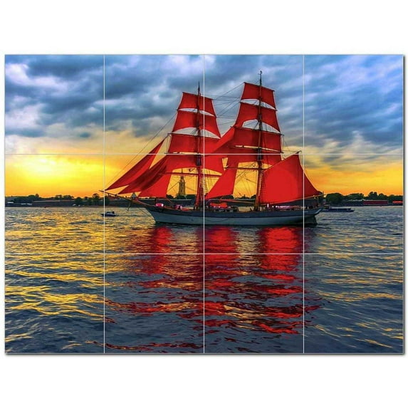 Boat Ship Ceramic Tile Mural Kitchen Backsplash Bathroom Shower 400120-M43
