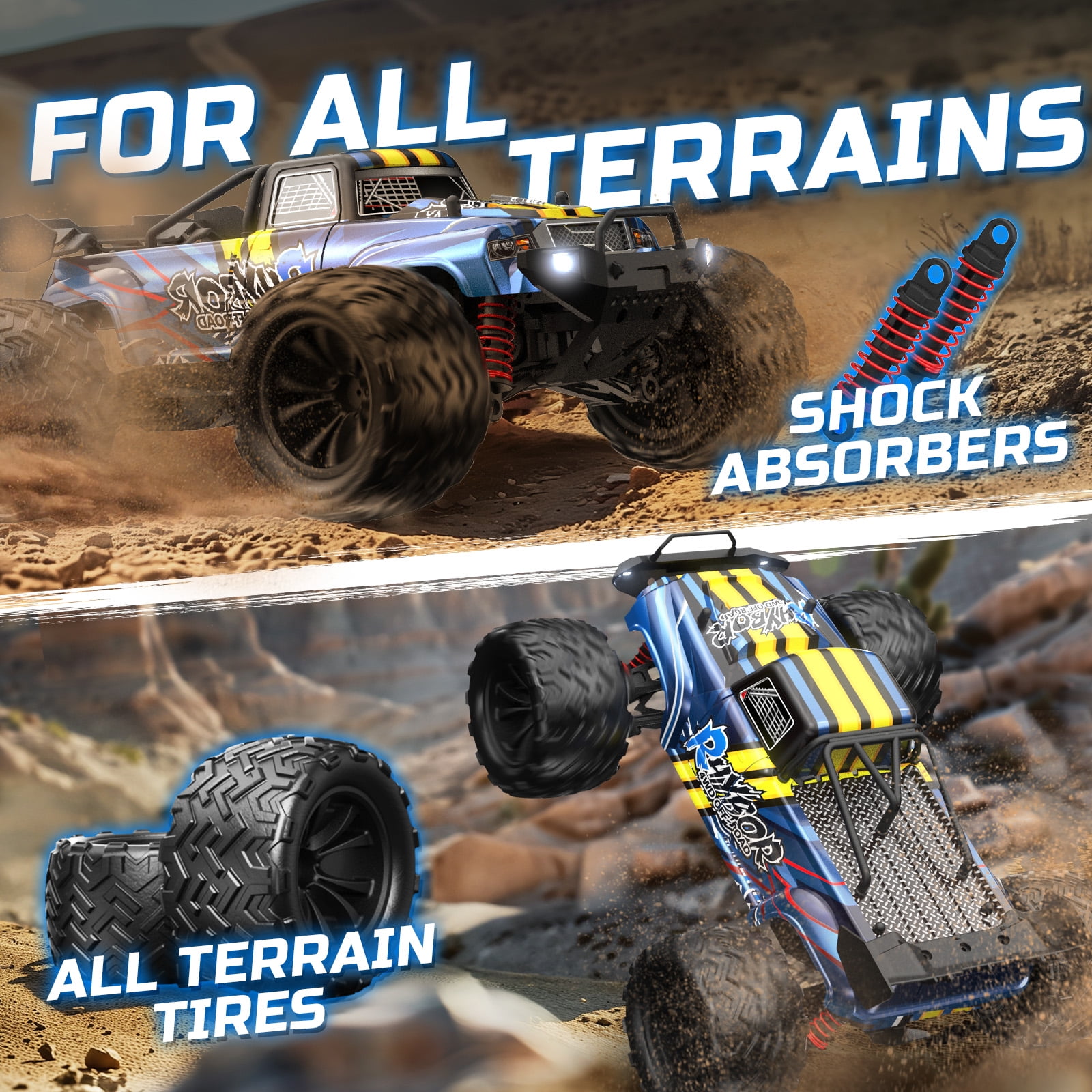 Mydova RC Cars for Adults Fast 40+KM 1:16 Waterproof Off-Road RC Truck 4WD All Terrain High-Speed Remote Control Car Toy Gifts for Kids Boys,With 2 Batteries