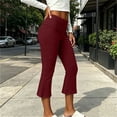 thumbnail image 2 of ShomPort Capri Pants for Women Fold over Low Waist Wide Leg Comfy Summer Lounge Capris Going Out Yoga Pants, 2 of 6