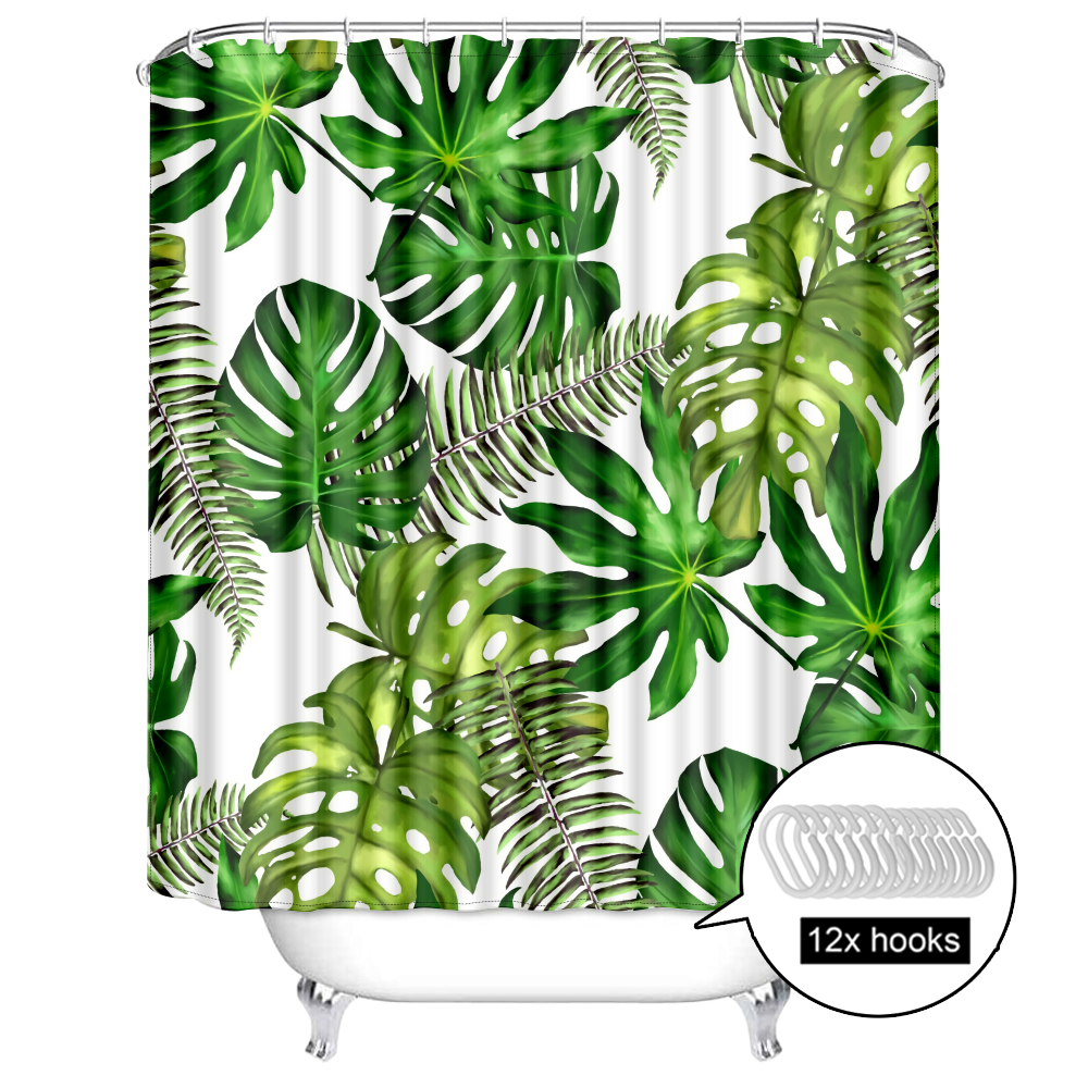 Hawaiian Beach Fabric Shower Curtain for Home Bathroom with 12 Hooks