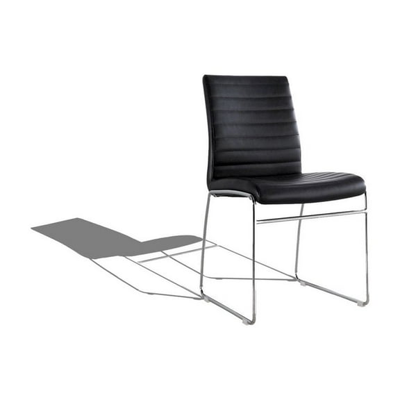 New Spec Furniture Guest Waiting Side Chair Pvc/Chrome In Black, Set Of 2