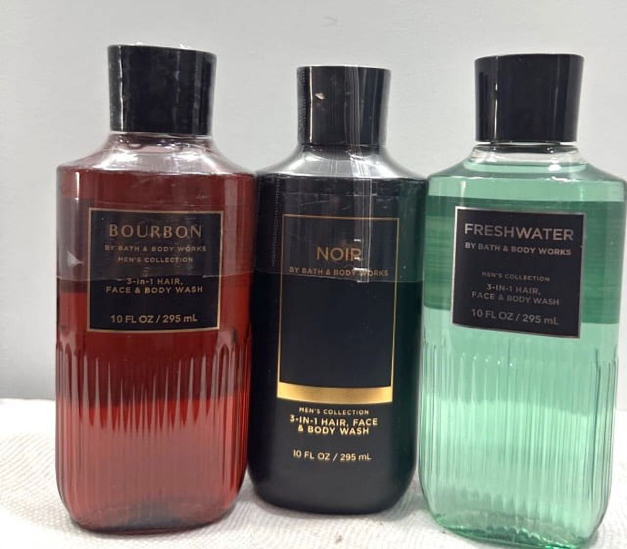 Bath & Body Works Men's Collection 3-in-1 Hair, Face & Body Wash Trio Set, 10 fl oz (Freshwater, Noir and Ocean) Bath & Body Works Men's Collection 3-in-1 Hair, Face & Body Wash Trio Set, 10 fl oz (Freshwater, Noir and Ocean)