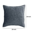 thumbnail image 5 of Bili 26 Inch Square Hand Stitched Euro Pillow Sham Rayon Velvet Fog Blue- Saltoro Sherpi, 5 of 5