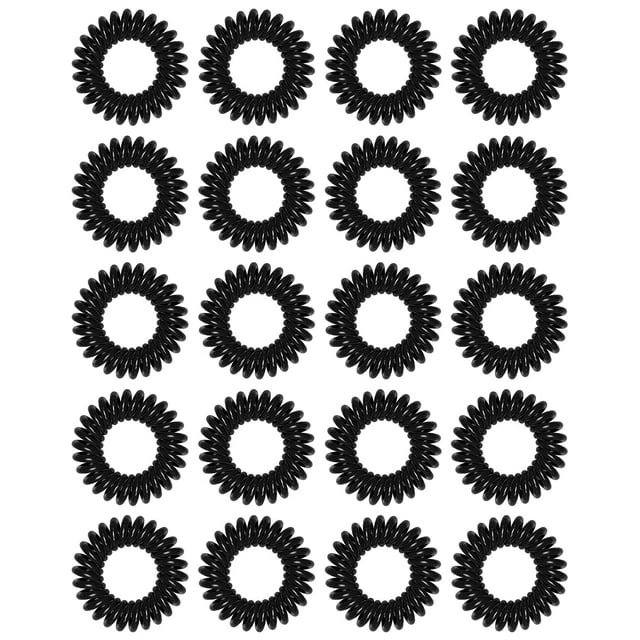 20 piezas de lazos para el cabello en espiral negros para mujeres, lazos para el cabello en espiral, lazos para el cabello en espiral, lazos para el cabello en espiral de plástico, lazos para el