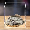 thumbnail image 1 of Hucha Contenedor de depósito de dinero Caja de ahorro transparente Cubo Acrílico No se puede abrir para adultos Niños, 1 of 3