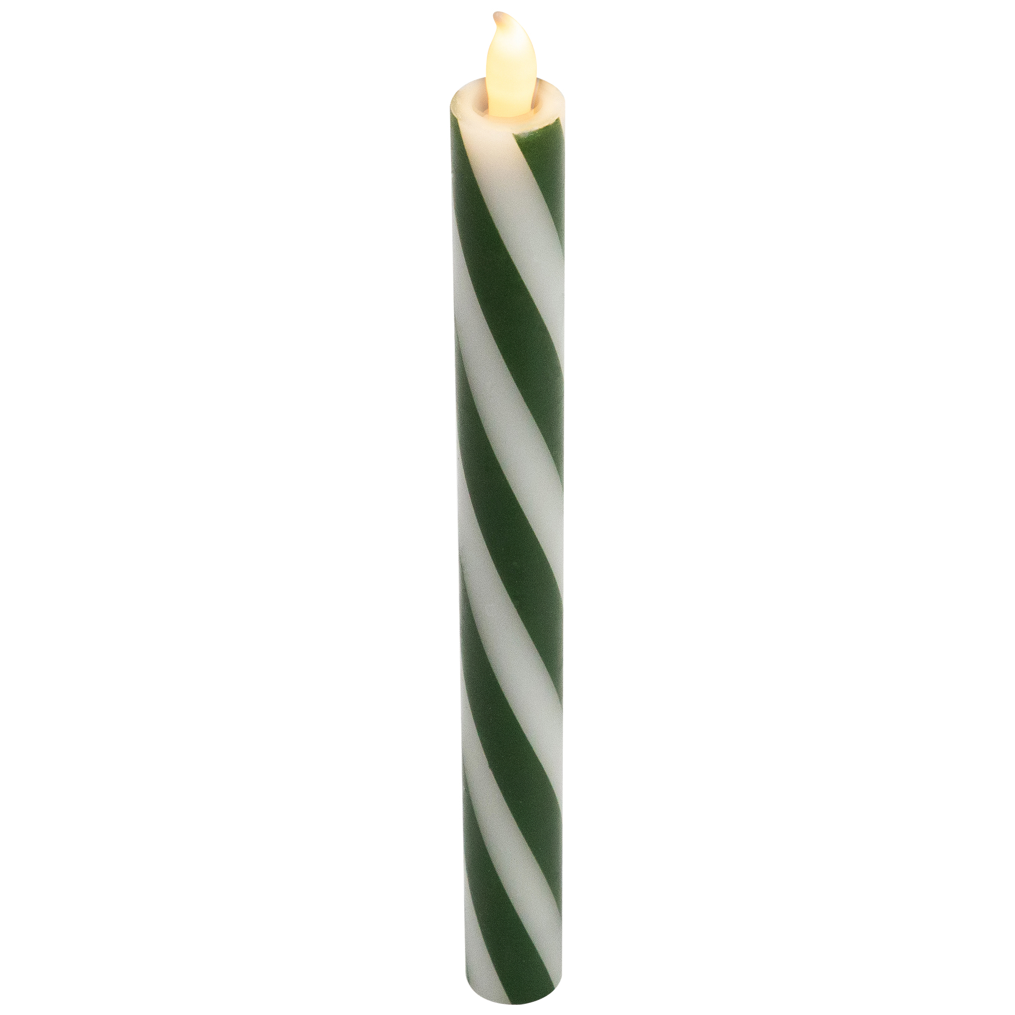 Northlight Candy Cane Striped Flickering Tapered Flameless Christmas Candles - 9.5" - Green and