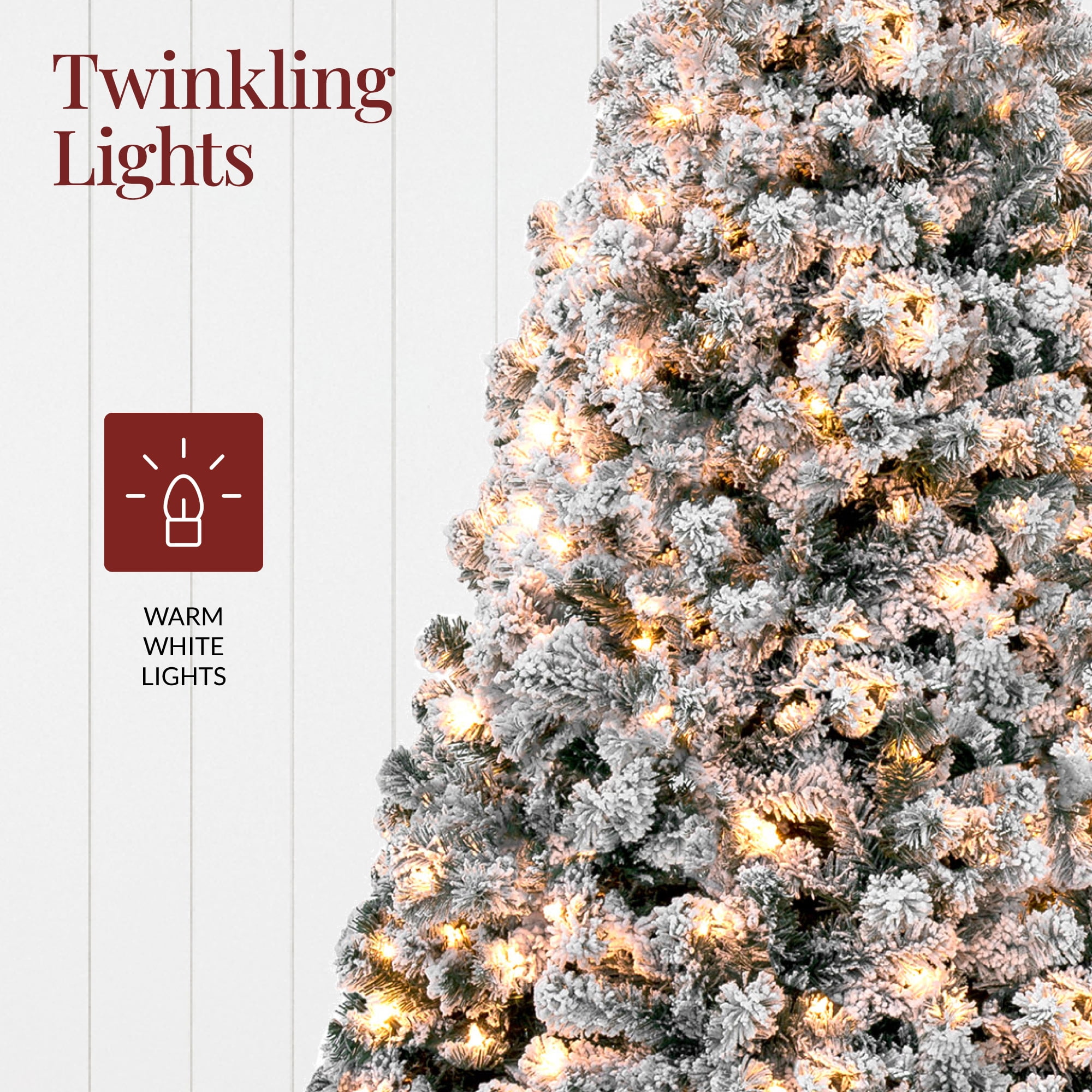 Best Choice Products 4.5ft Artificial Christmas Tree w/ Twinkling Lights, Full Flocked Pre-Lit Pine, 200 Lights