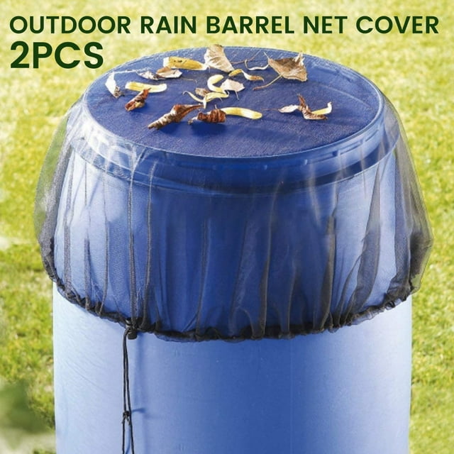 YOPTOP 2PCS Rain Barrels Mesh Cover Buckets Screen Mesh with Drawstring Water Collection Tank Protector Rain Harvesting Tool