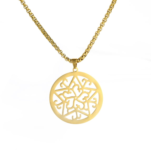 TEAMER Hollow Pentagram Pendant Necklace Stylish Durable Statement Jewelry Box Chain