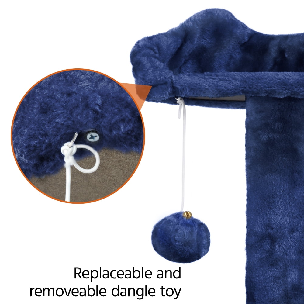 Alden Design 54''H Multilevel Cat Tree Condo 3 Scratching Posts  for  Medium Cats Indoor, Navy Blue