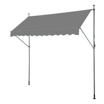 Retractable Awning Grey, 118.1"D x 47.2"W x(78.7 -118.1)"H