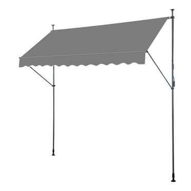 Retractable Awning Grey, 118.1"D x 47.2"W x(78.7 -118.1)"H