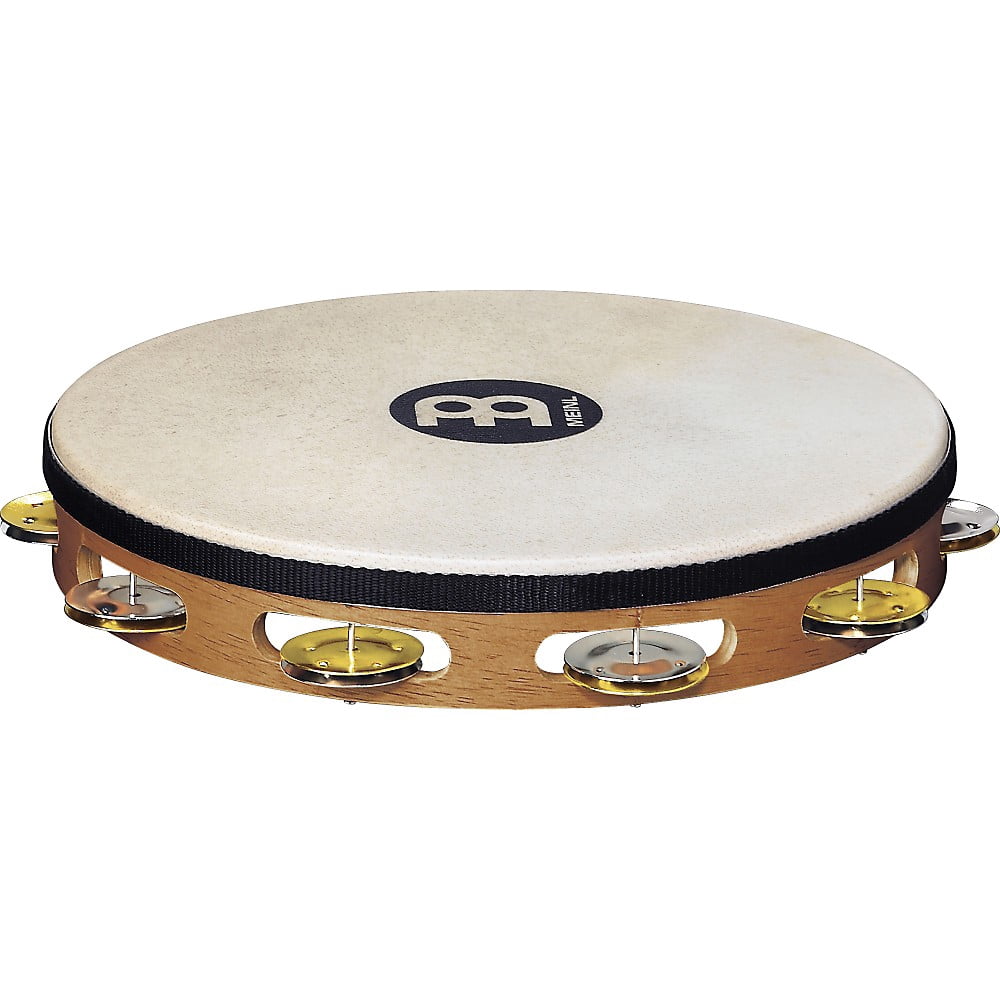 MEINL Recording-Combo Goat-Skin Wood Tambourine One Row Dual Alloy Jingles Super Natural