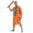 thumbnail image 5 of GTMEDT Halloween Adult Caveman Cosplay Costume Prehistoric Stone Age Orange Print Tunic Costume with Sticks,S, 5 of 7