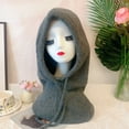 thumbnail image 5 of EYNMVR Oversize Hooded Scarf Hat Knit Balaclava for Women Men Winter Neck Gaiters Beanie Skull Cap Drawstring Neck Warmer, 5 of 5