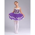 thumbnail image 3 of Hansber Robe Tutu de Danse pour Filles Enfants Paillettes Jazz Fête Danse Costume de Performance Violet 14, 3 of 7
