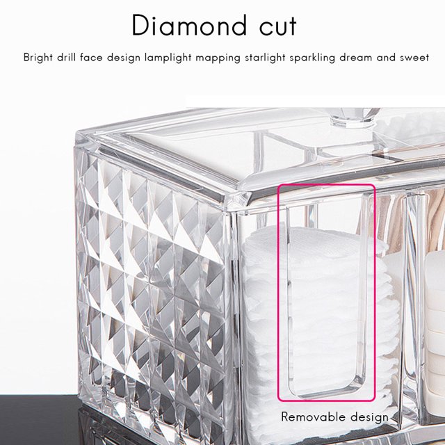 Cotton Pads Holder Makeup Organizer Clear Acrylic Pattern Cleaning Pad Holder and Swab Storage Canisters