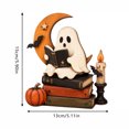 thumbnail image 2 of Vintage Halloween Shelf Decor, 2D Wooden Ghost Figurine with Large Bow Reading Book on Stacked Retro Books, Decorative Statue for Indoor Table Display (15x13cm), 2 of 3