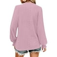 thumbnail image 3 of hxobax Long Sleeve Eyelet Tops T Shirts for Womens Casual Solid V Neck Ruffle Pullover Tunic Blouse, 3 of 5