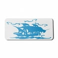 thumbnail image 1 of Marine Computer Mouse Pad, Monochrome Silhouette Sailing Boat Ship Illustration on Plain Background, Rectangle Non-Slip Rubber Mousepad X-Large, 35" x 15", White and Sea Blue, by Ambesonne, 1 of 2