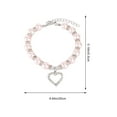 thumbnail image 3 of Collar para mascotas con colgante de corazón de cristal, collar para gatos y perros, joyería con perlas brillantes, talla S (rosa), 3 of 6