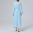 thumbnail image 4 of ZQUUVOU Women's Dress Round Neck Long Sleeves Pleated Long Dress Sky Blue,Free Size, 4 of 9