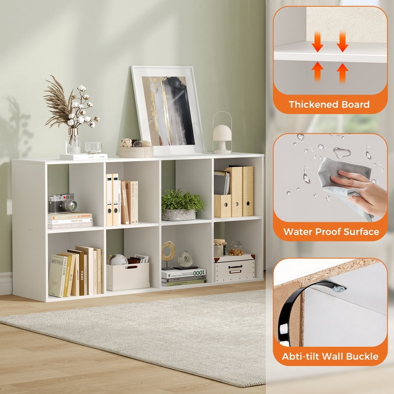 JIOABL 8-Cube Storage Organizer Bookshelf in White photo 5