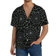 thumbnail image 3 of Xecao offers the Spider Web Black for Men's Casual Short-sleeved Shirt, a button-up collared shirt with a pocket, perfect for beach vacations and yacht travel in the Small size., 3 of 7