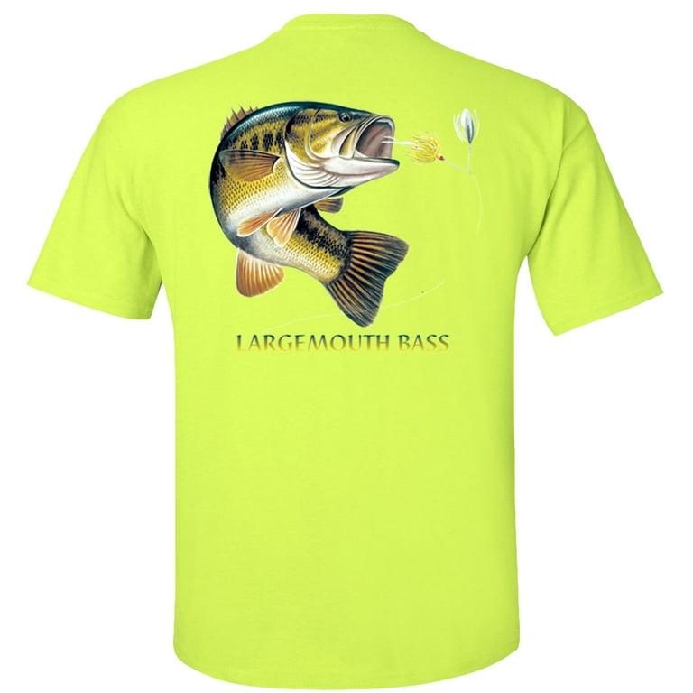 Fair Game Largemouth Bass T-Shirt, Combination Profile, Fishing Graphic Tee-Safety-2x, adult Unisex, Size: 2XL, Green