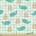 thumbnail image 2 of Ambesonne Nautical Fabric by the Yard Upholstery, Boats Anchors and Whales, 5 Yards, Turquoise Peach, 2 of 5