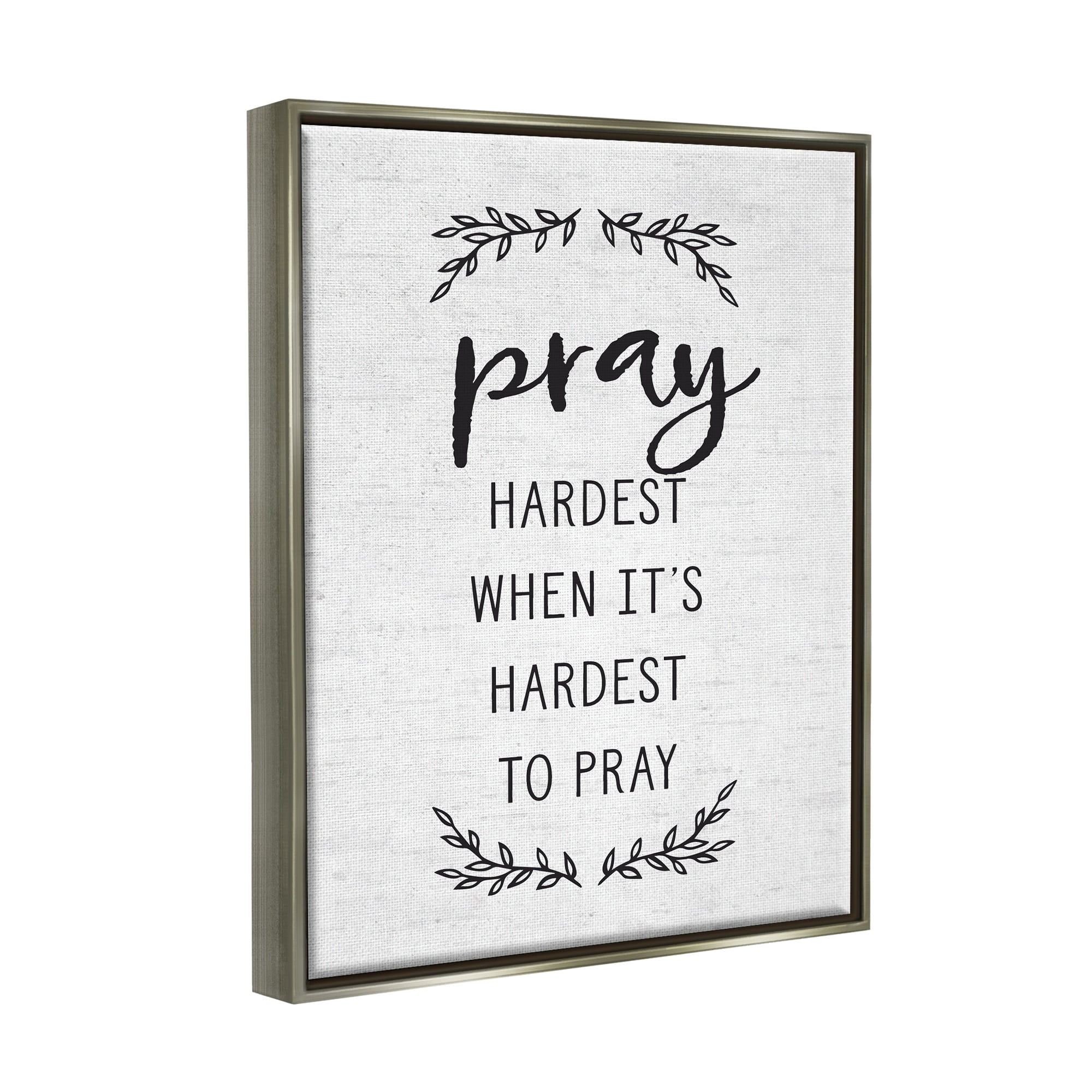 Stupell Industries Spiritual Prayer Uplifting Religious Quote Rustic Botanicals Graphic Art Luster Gray Floating Framed Canvas Print Wall Art, Design by Lettered and Lined