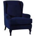 thumbnail image 1 of Stretch Wingback Chair Slipcover, 2-Piece Wing Back Armchair Cover Sofa Cover Furniture Protector for Living Room, Soft Stylish Full Protection for Wingback Chair (Blue), 1 of 6