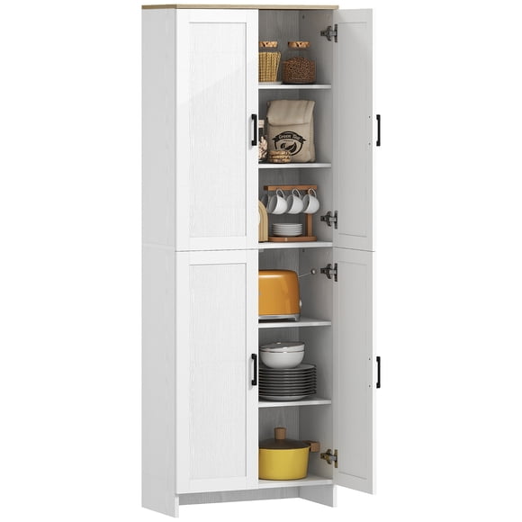 HOMCOM Armoire de Garde-Manger de Cuisine 67 Pouces à 4 Portes avec Tablettes Ajustables